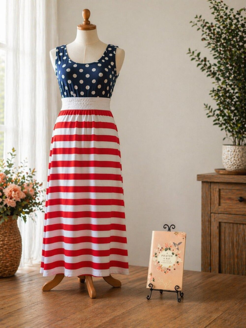 Bundle: Patriotic Sleeveless Maxi Dress + A Prayer a Day Book